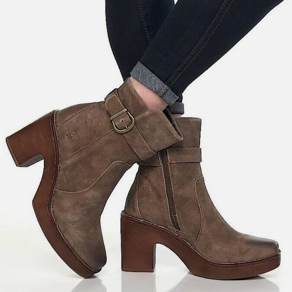 BORN Hailey Buckle Platform Leather Bootie